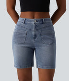 Short denim décontracté Halara Flex™ taille mi-haute 17,5 cm avec poches