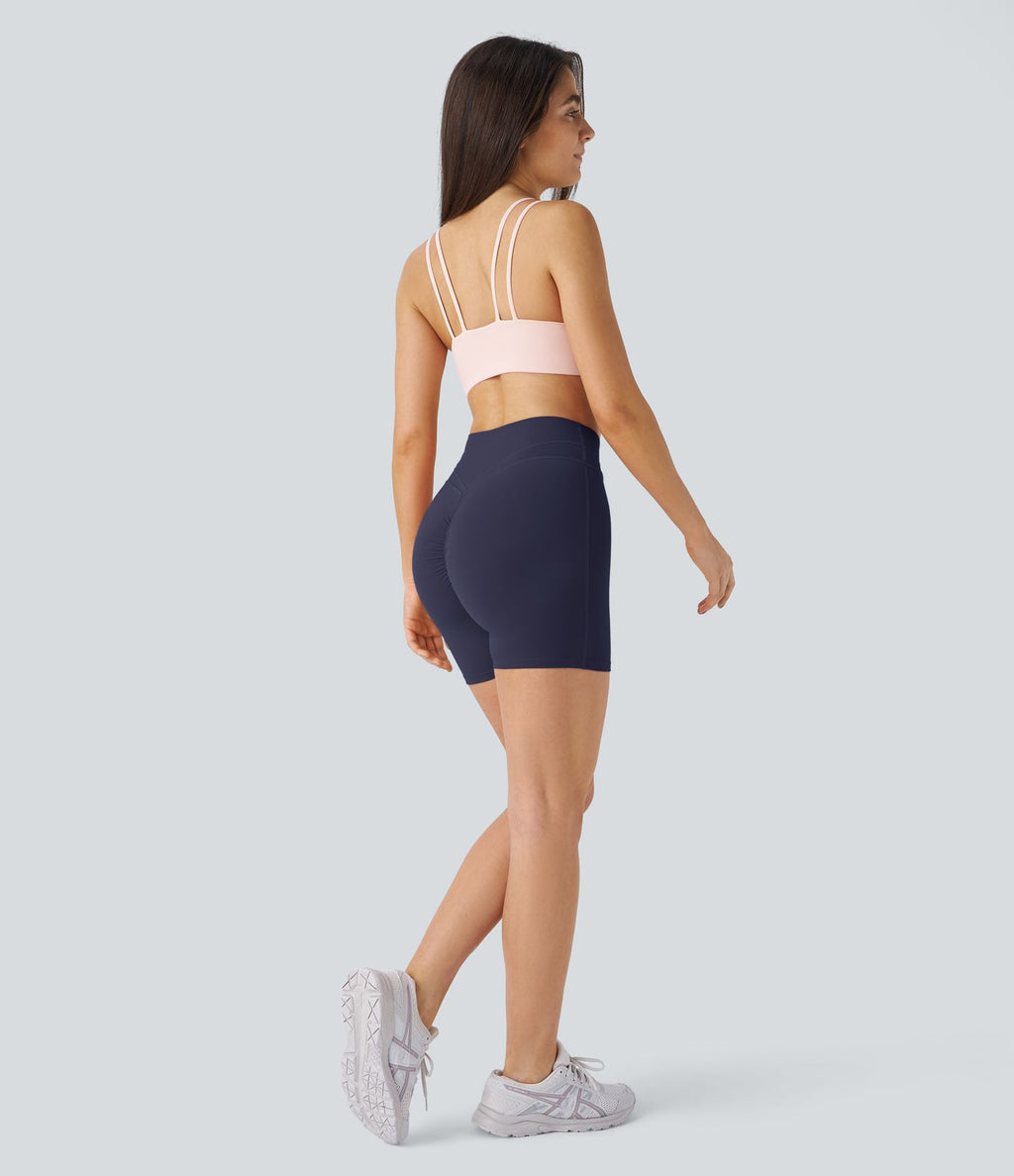 Softlyzero™ Plush Shorts 12,5cm Yoga Taille Haute Croisés Froncés