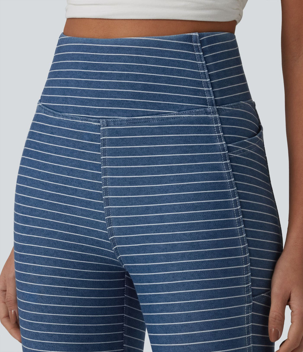 Jegging 7/8 rayé taille haute Halara Flex™ avec poches et effet ventre plat
