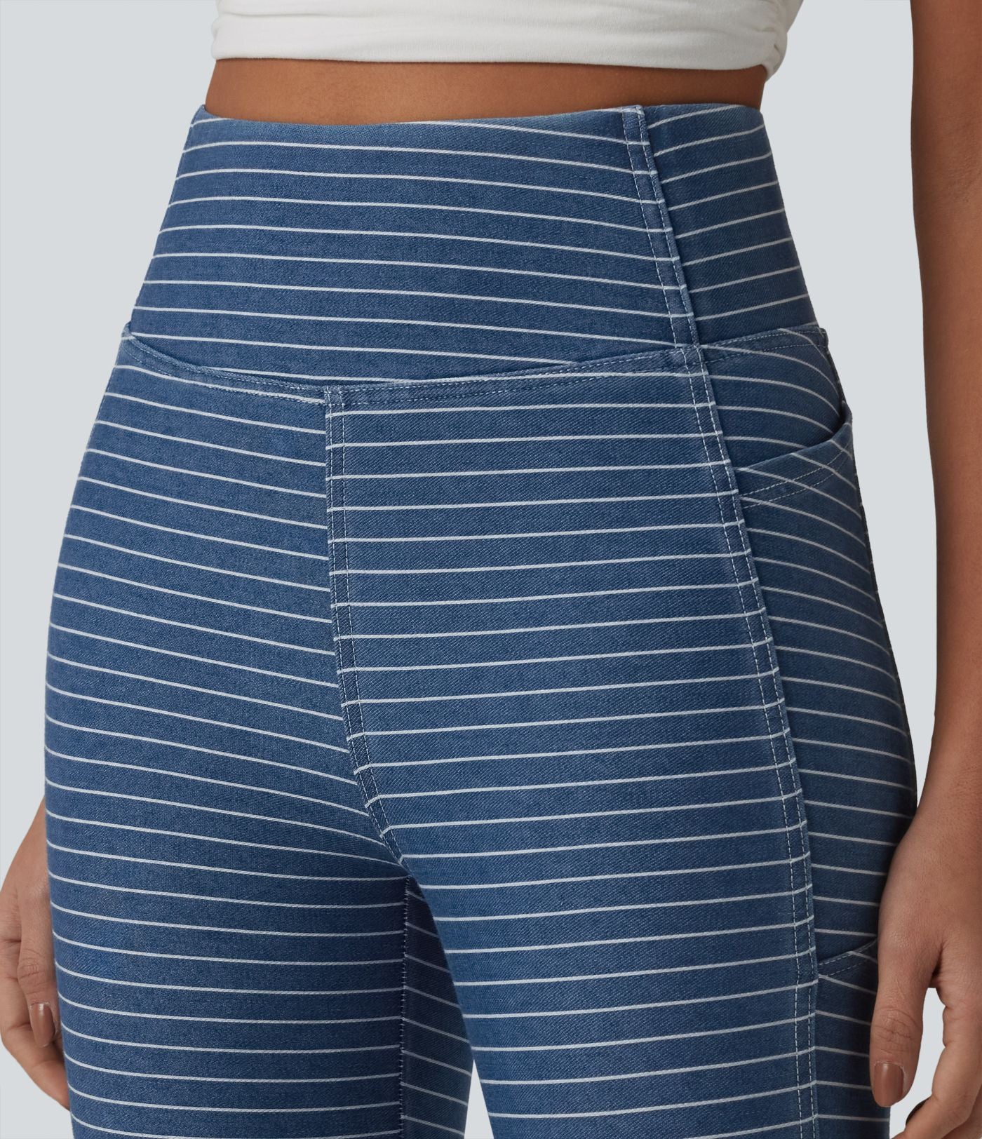 Jegging 7/8 rayé taille haute Halara Flex™ avec poches et effet ventre plat
