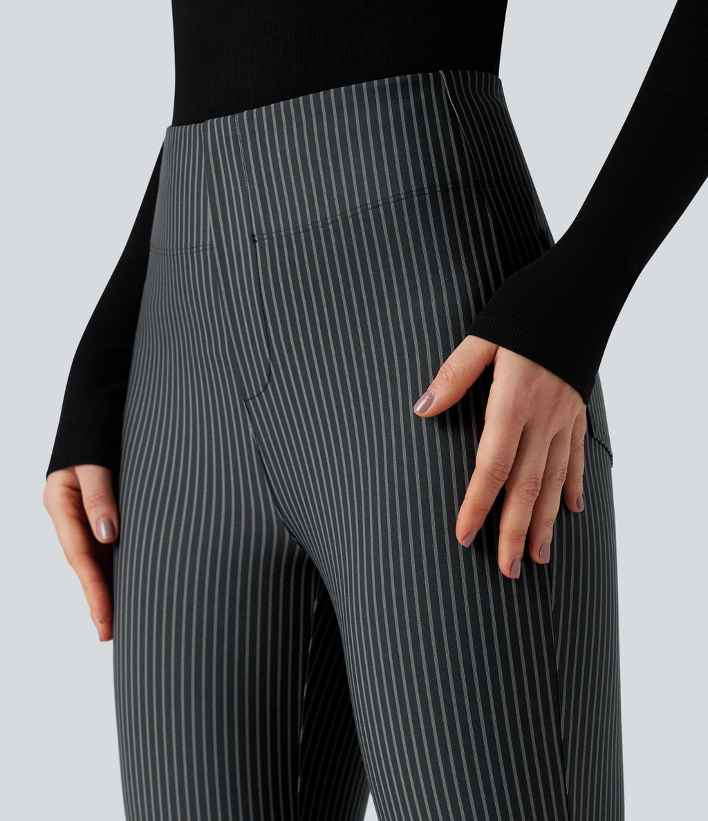 Pantalon de travail Halara Flex™ évasé à rayures, taille haute, avec poches
