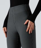 Pantalon de travail Halara Flex™ évasé à rayures, taille haute, avec poches