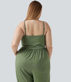 Combinaison grande taille chinée à jambes larges avec détails froncés, poches, coussinets amovibles et accès facile Easy Peasy