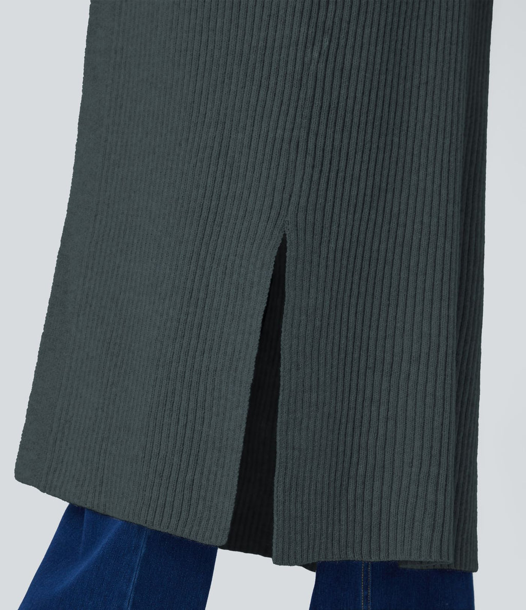 Cardigan long casual à capuche, manches longues et poches