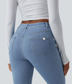 Jean Halara Flex™ mi-taille évasé à rayures décontracté avec poches
