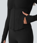 Veste yoga Halara UltraSculpt™ push-up col V manches longues avec trous pouces et poches