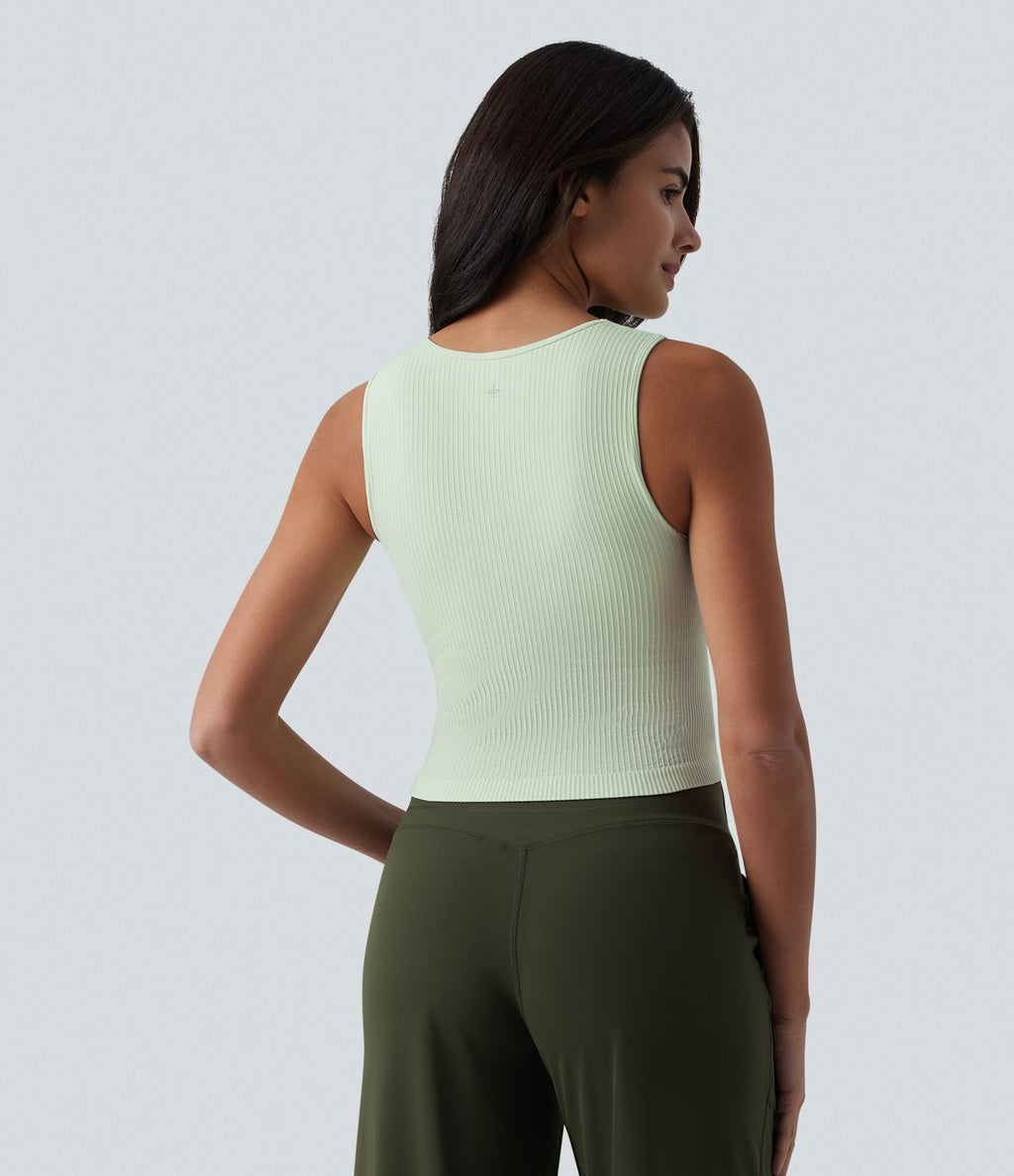 OneForm Débardeur de yoga sans coutures côtelé col V