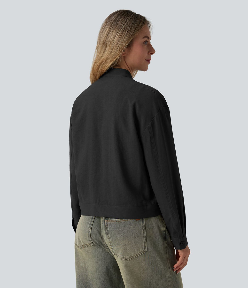 Veste cargo casual col montant manches longues avec poches