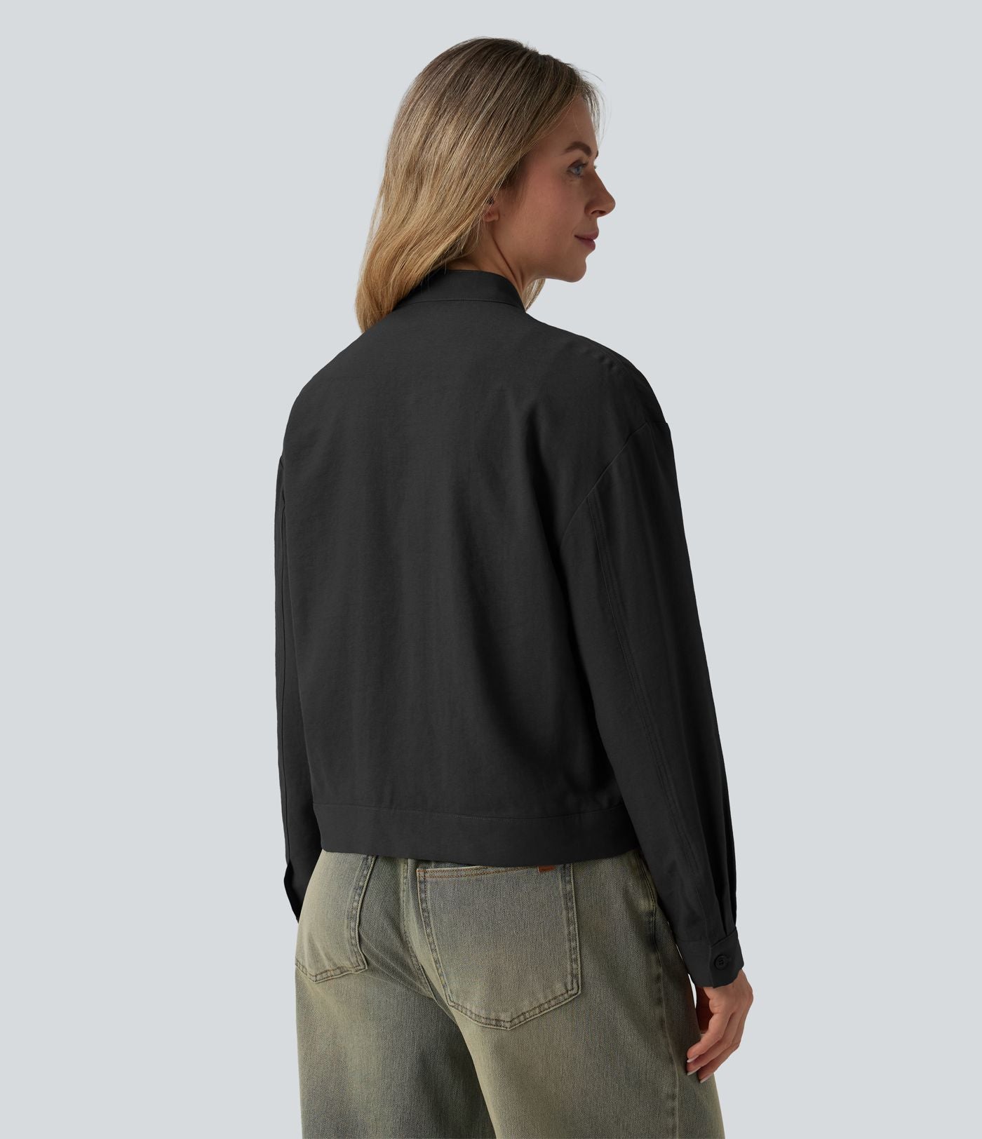 Veste cargo casual col montant manches longues avec poches
