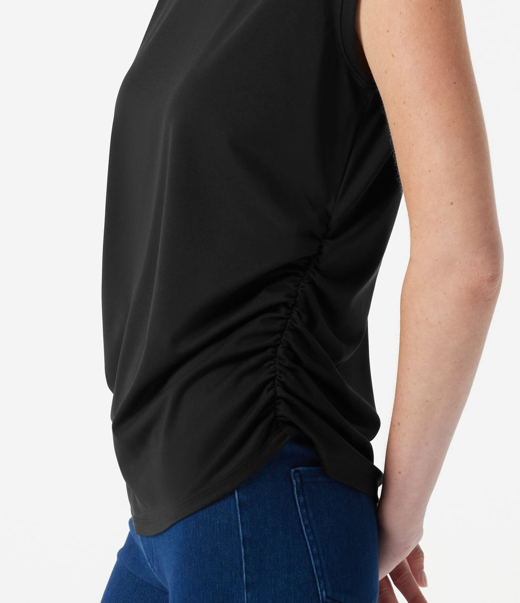 T-shirt casual froncé à col rond et manches courtes