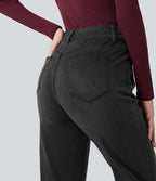 Jean décontracté Halara Flex™ ajusté taille haute ourlet retroussé avec poches