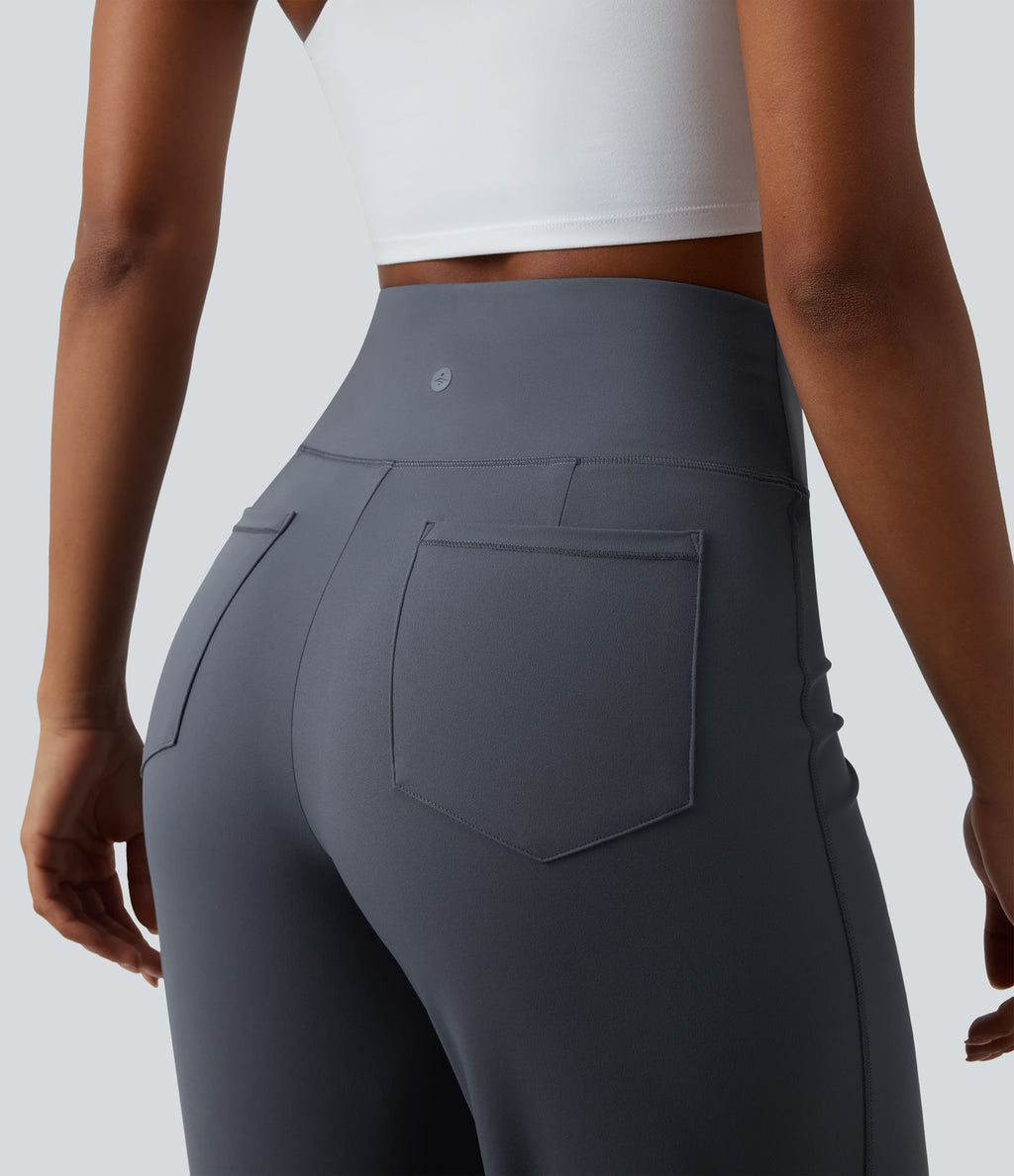 Pantalon de yoga jambes droites taille haute gainant Halara UltraSculpt™ avec poches