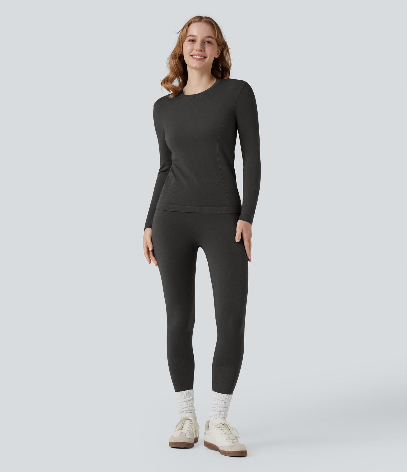 Haut thermique col rond à manches longues sans couture HeatCore OneForm Seamless Flow