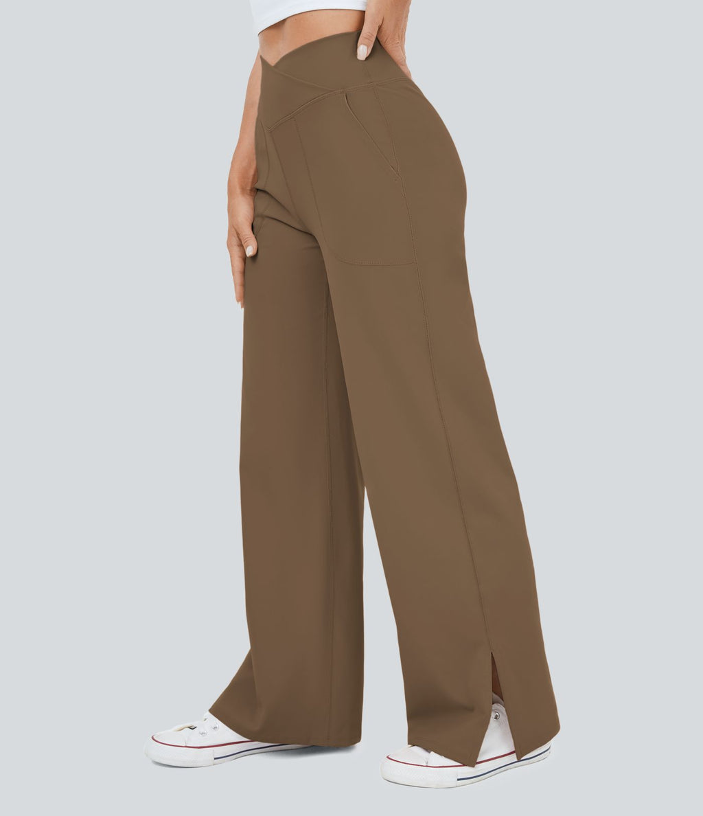 Pantalon yoga large croisé avec ourlet et poches DayStretch - Smile