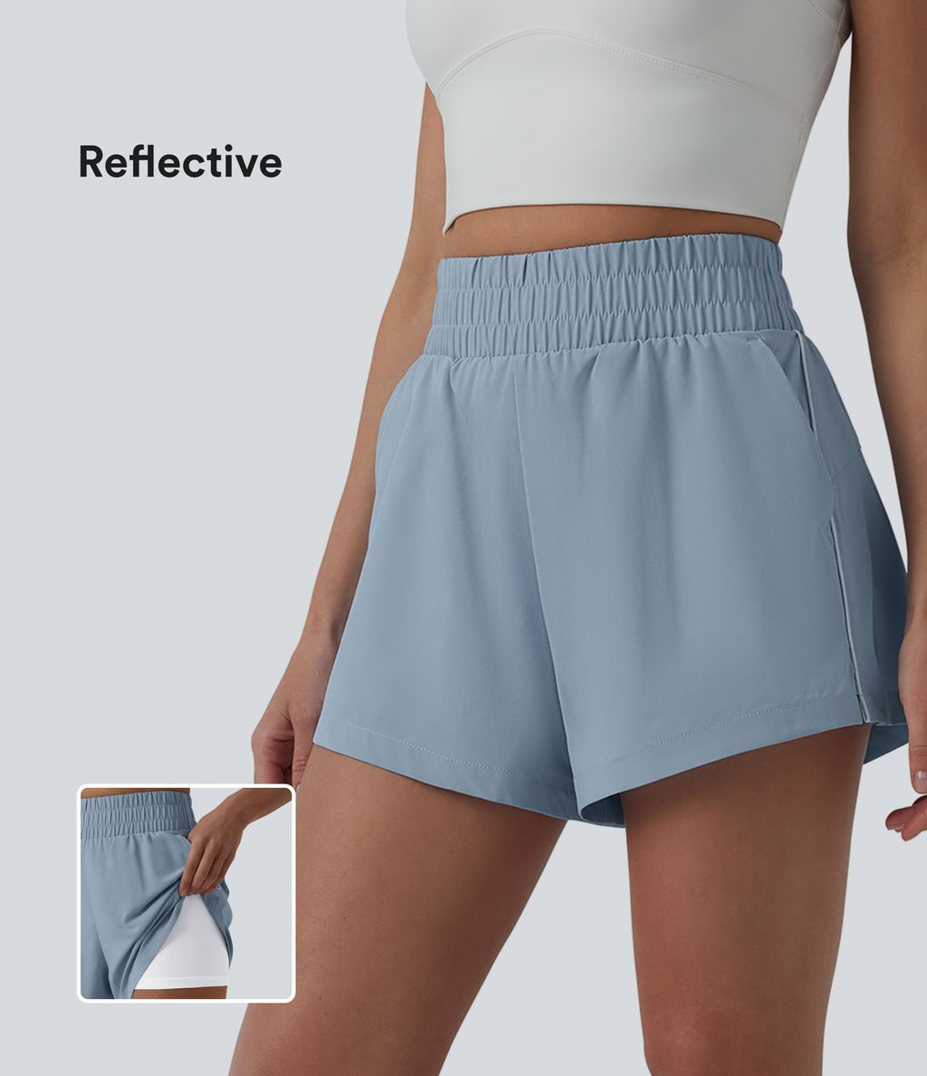 Short sport 2-en-1 taille haute réfléchissant à séchage rapide Breezeful™ avec poches