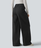 Pantalon chino de travail ample taille haute en coton avec poches