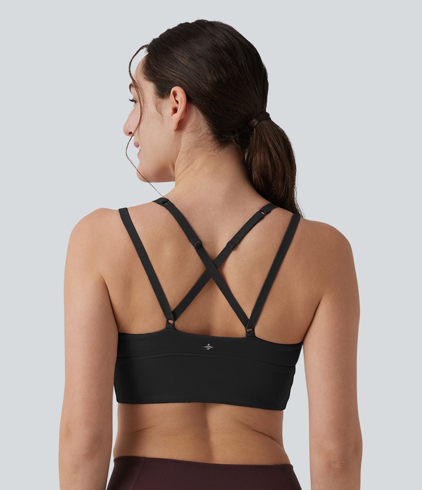 Brassière de sport yoga maintien léger dos croisé ouvert bretelles réglables froncée avec brassière intégrée, à effet frais InstantCool et séchage rapide, protection solaire UPF50+