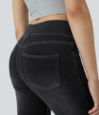 Halara Flex™ Jean bootcut décontracté extensible délavé taille haute à poches multiples