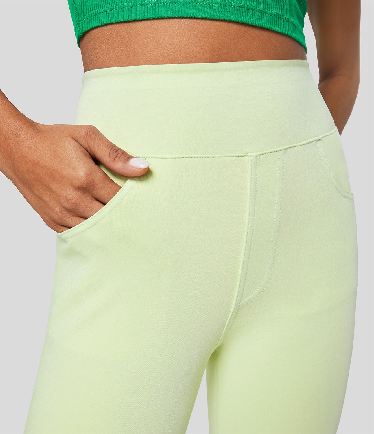 Halara Flex™ Jegging Casual 7/8 Tricot Extensible Coloré avec Taille Haute et Multiples Poches