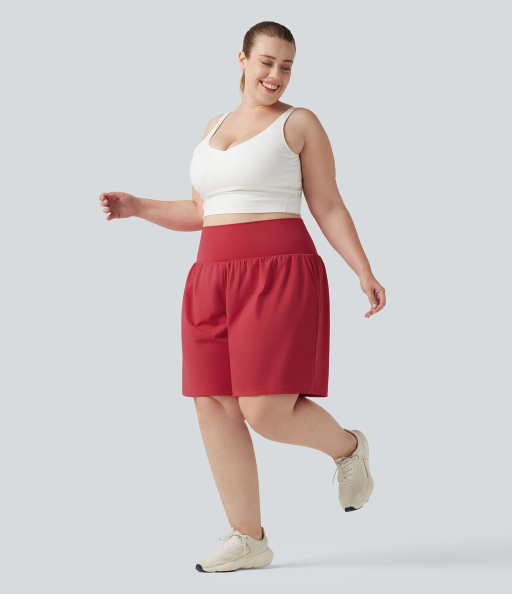 Short de yoga grande taille SoftlyZero™ Airy 2-en-1 taille très haute, à effet frais InstantCool, avec poches, 23 cm