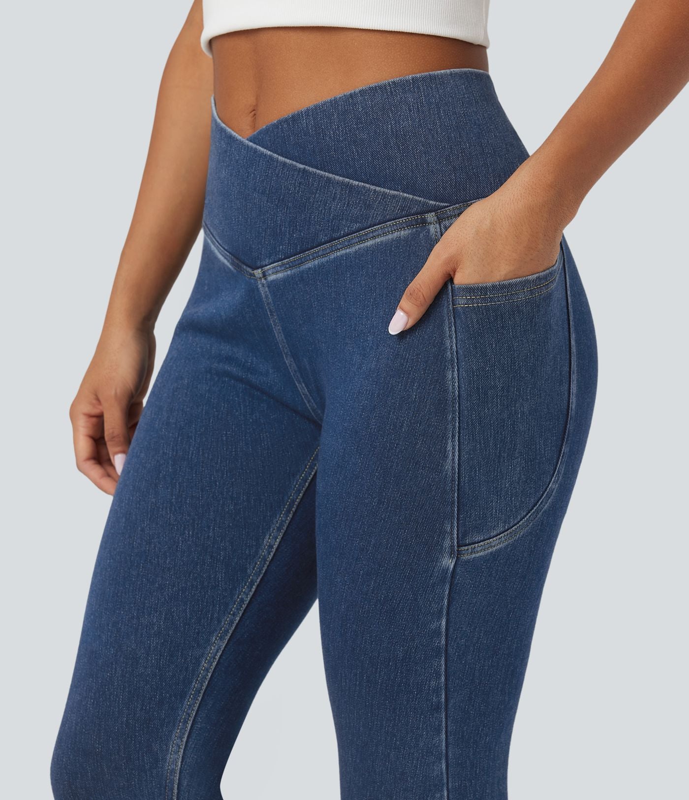 Halara Flex™ Jegging Travail Tricoté Extensible Lavé Poche Latérale Croisée