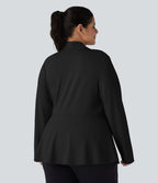 Veste de travail basque devant unique col V grande taille