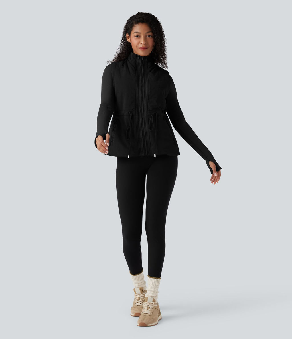Veste polaire PuffFlex 3-en-1 à col montant et manches longues avec passe-pouces et gilet matelassé avec poches