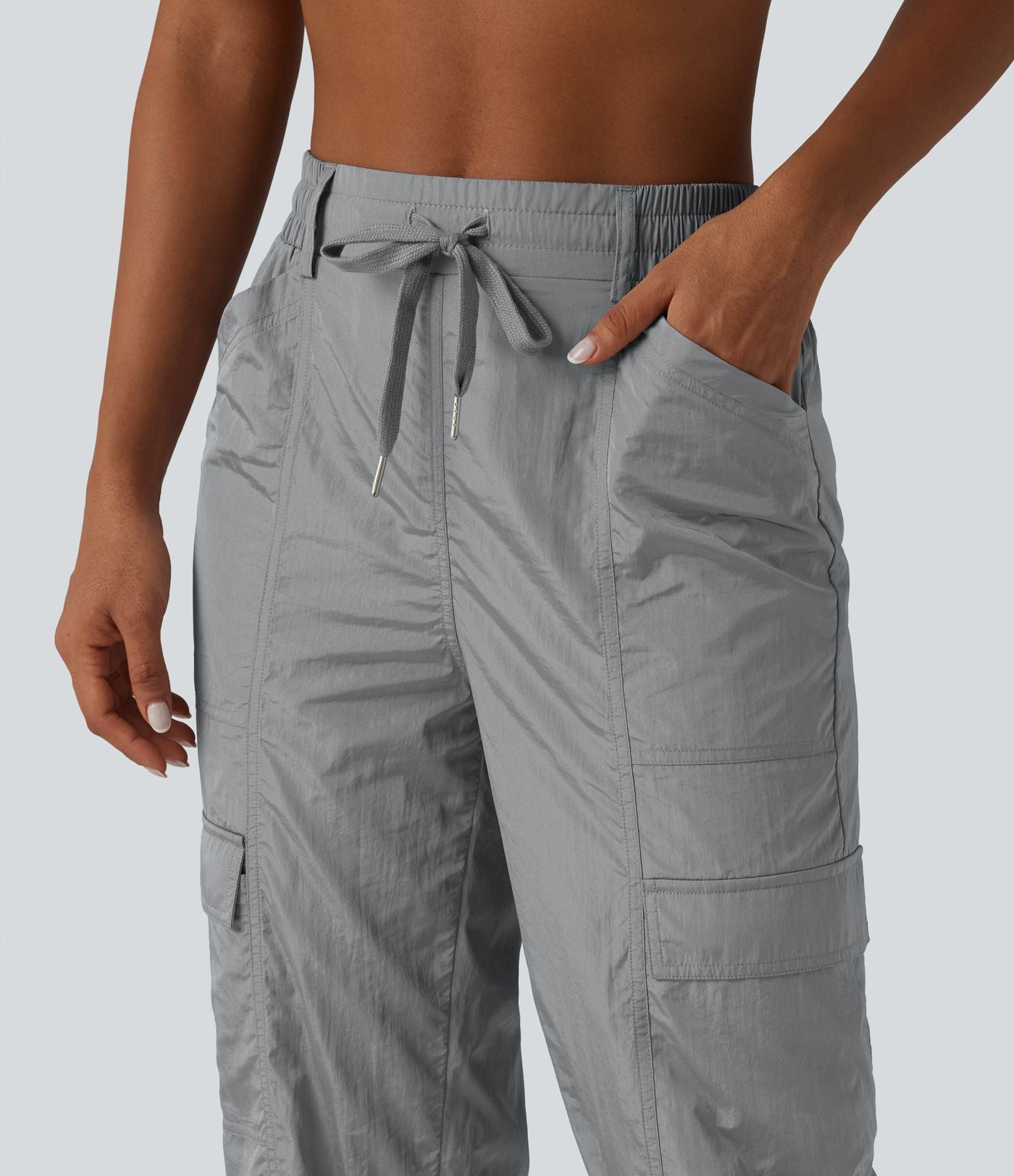 Jogging cargo fuselé taille haute à cordon de serrage avec poches