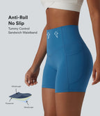 Short cycliste de yoga ventre plat Halara UltraSculpt™, taille haute, anti-roulis, 12,5 cm, avec poches