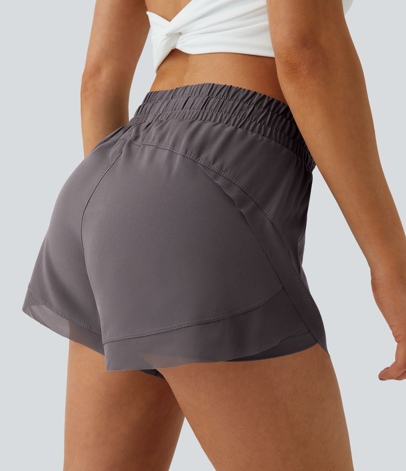 Shorts Running 7,5cm 2 en1 Taille Mi-Haute Cordon de Serrage Empiècement Mesh Contrastant