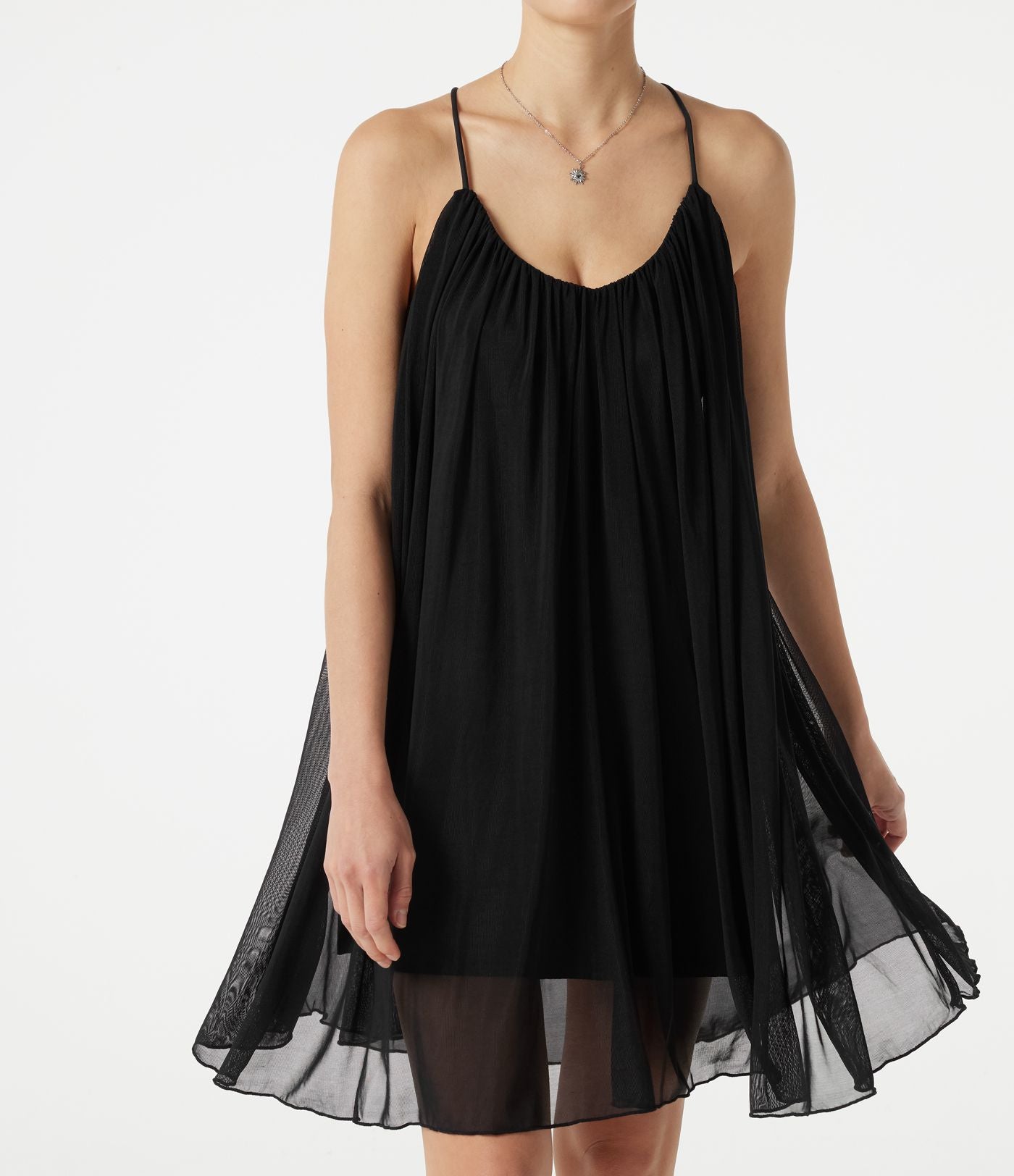Robe nuisette mini de plage en mesh avec col V et dos noué