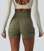 Short de yoga SoftlyZero™ Airy taille haute froncé effet frais InstantCool 7,5 cm avec poches