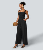 Combinaison SoftlyZero™ Airy invitée de mariage et demoiselle d'honneur dos nu avec nœud au dos, poches latérales effet frais InstantCool