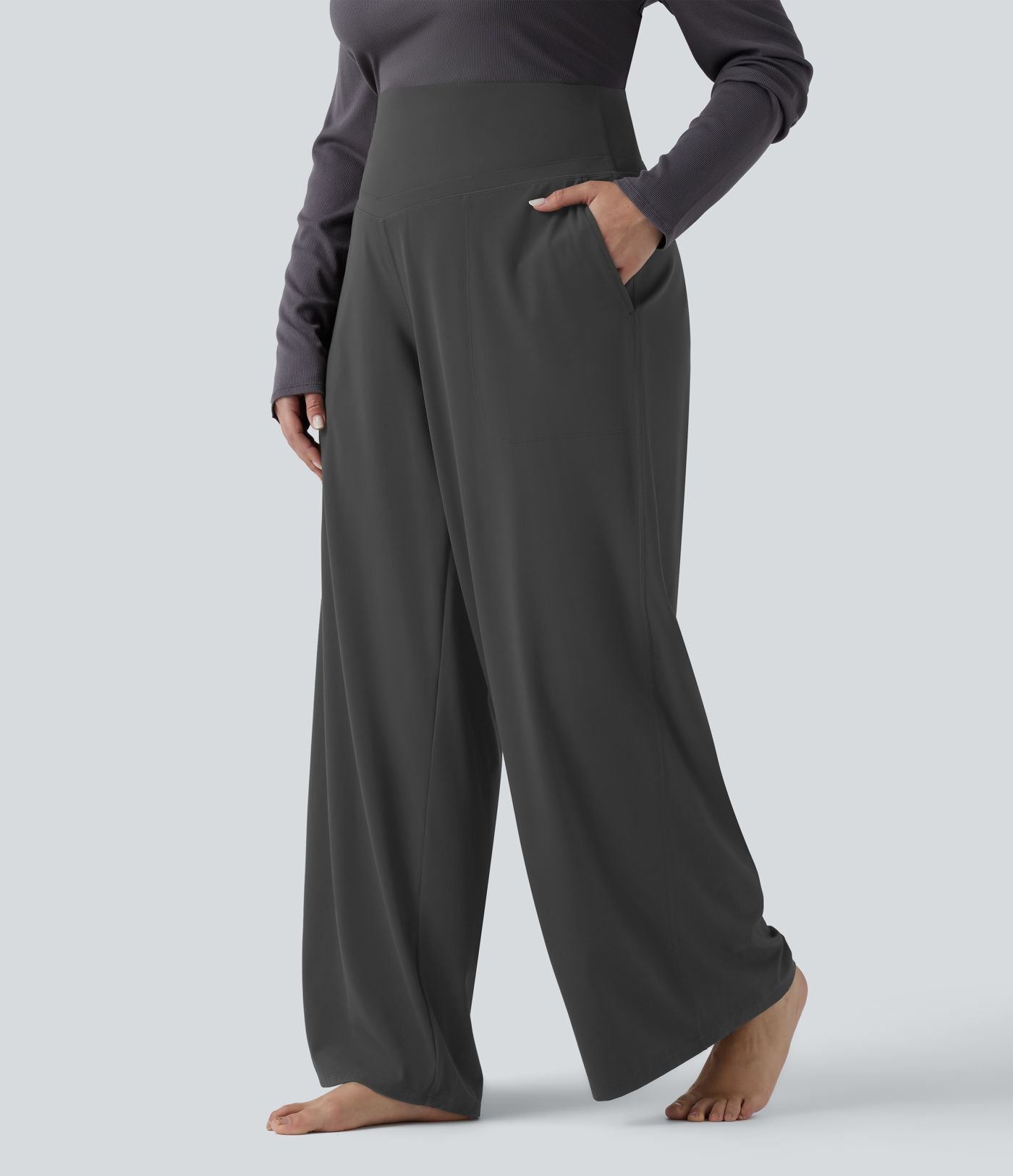 Pantalon de yoga grande taille jambes droites taille haute gainant Halara UltraSculpt™ avec poches
