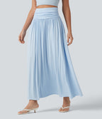 Jupe longue fluide froncée taille haute