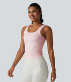 OneForm Seamless Flow Débardeur de yoga sans couture col carré avec fronces