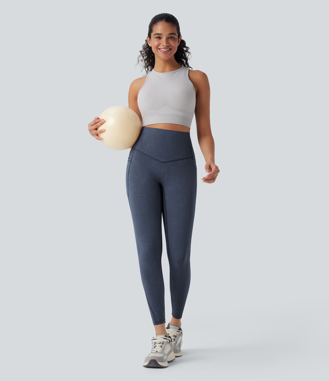 Legging de yoga gainant taille haute imprimé denim avec poches Halara UltraSculpt™