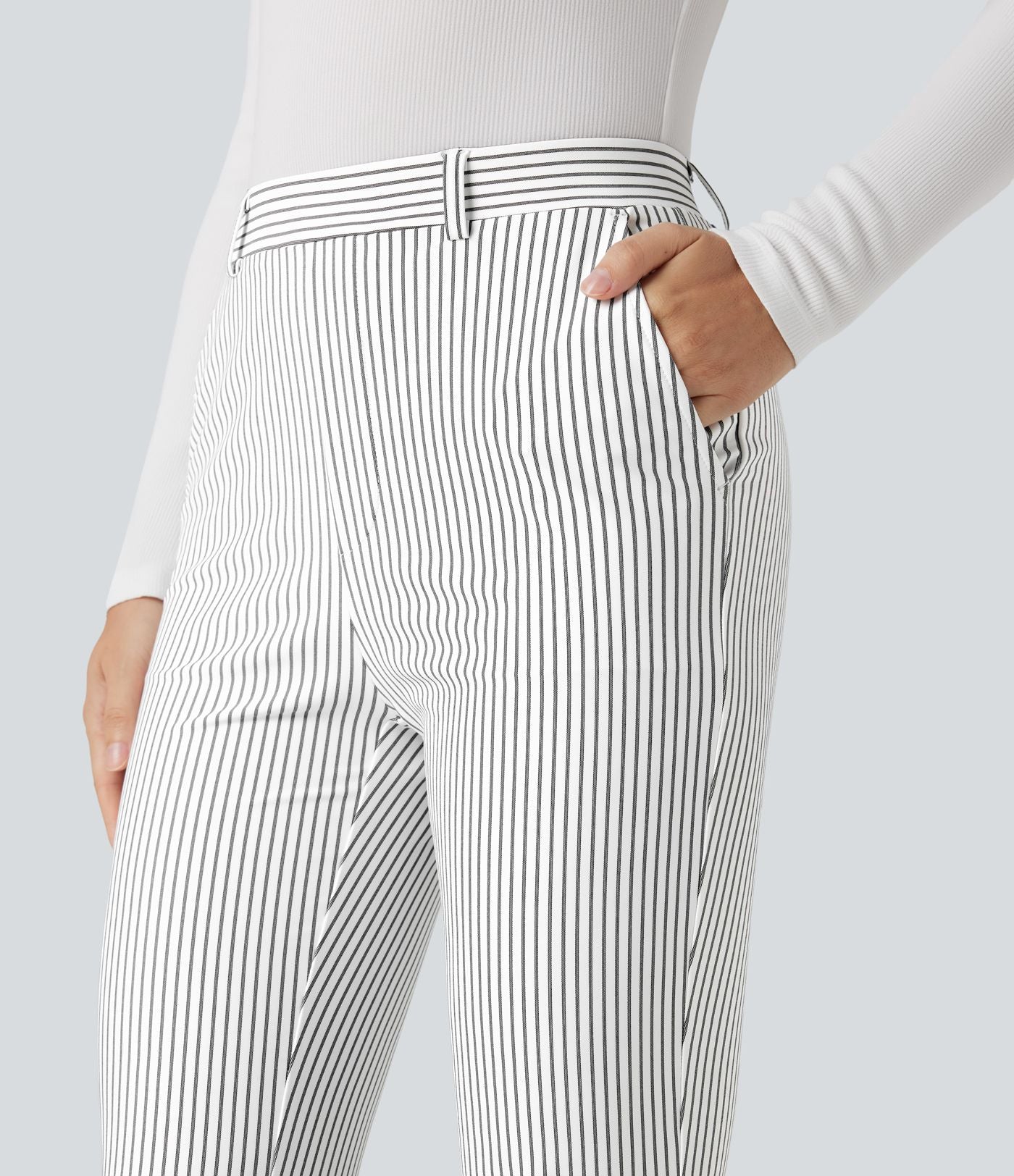 Pantalon de travail Halara Flex™ skinny à rayures, taille haute, avec poches