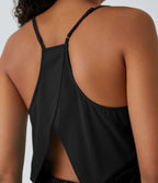 Breezeful™ Robe Casual Plissée à Bretelles Réglables Mini Dos Nu Découpée Poche Latérale Séchage Rapide