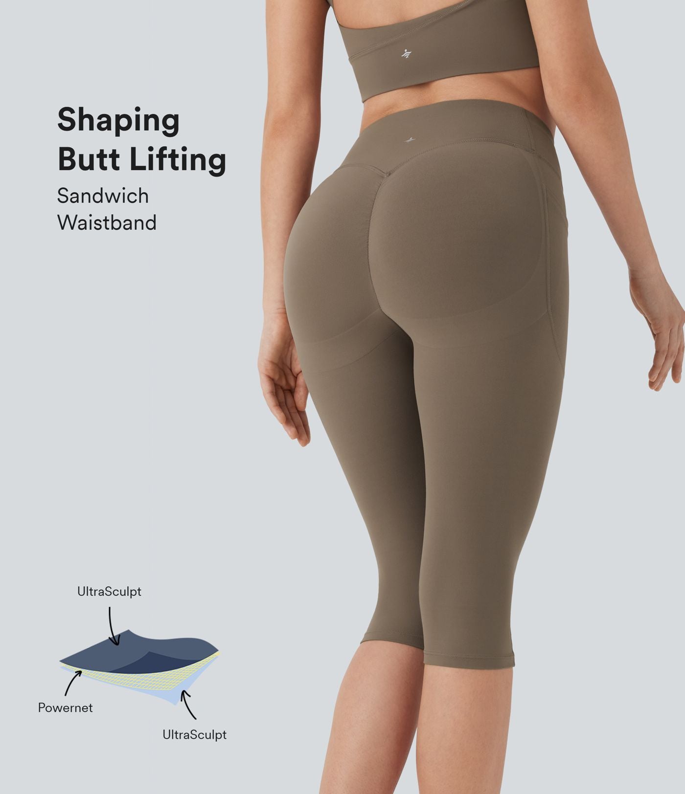 Legging 7/8 corsaire d'entraînement gainant galbant taille haute avec effet scrunch et poches Halara UltraSculpt™