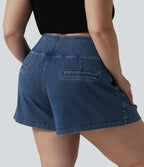 Short en jean taille haute Halara Flex™ ample et décontracté, grande taille, 10 cm avec poches