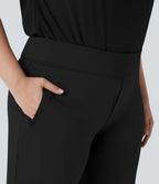 Pantalon tailleur évasé grande taille taille haute Halara Flex™ DayStretch avec poches zippées latérales