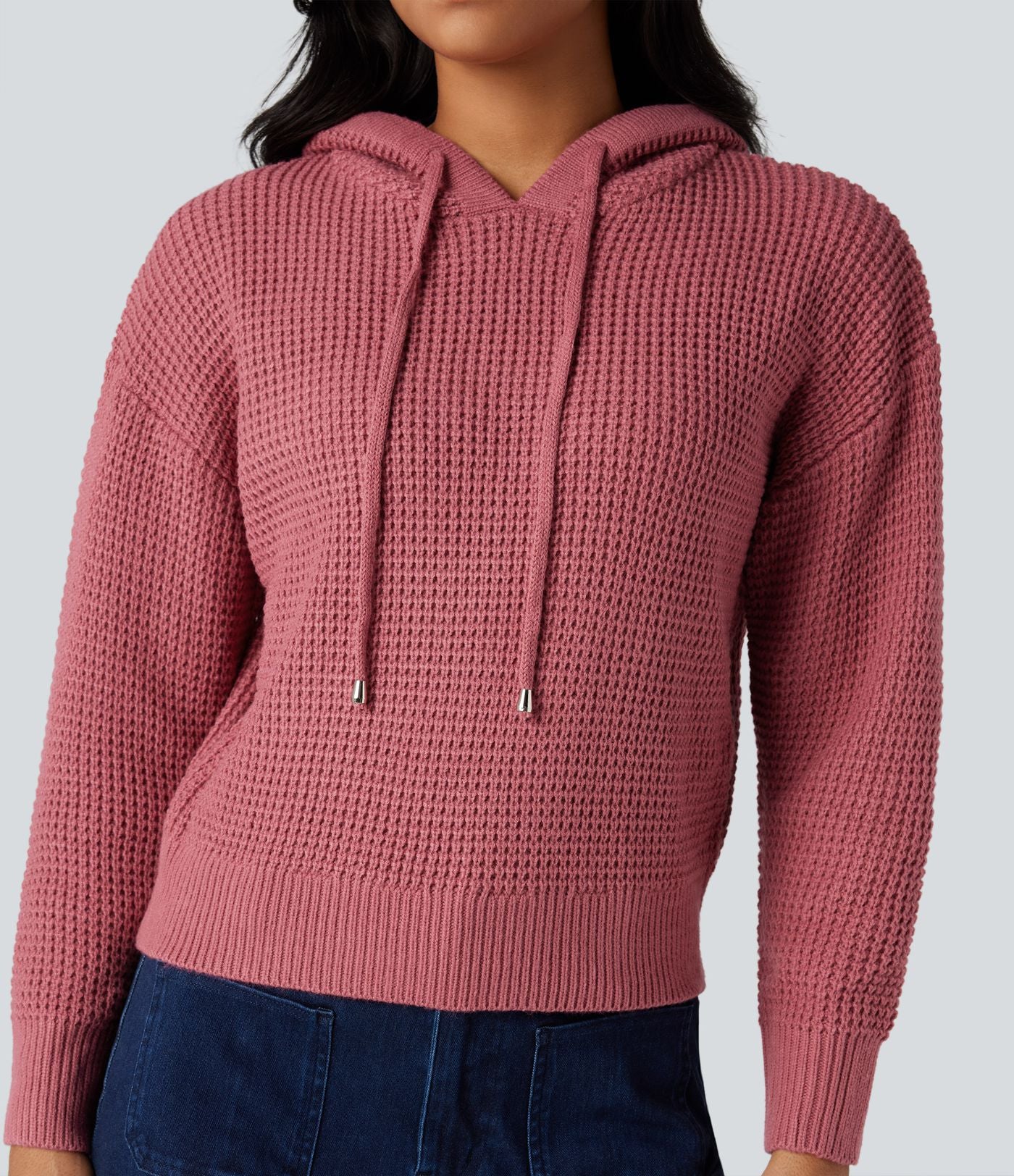 Pull à capuche cordon de serrage manches longues