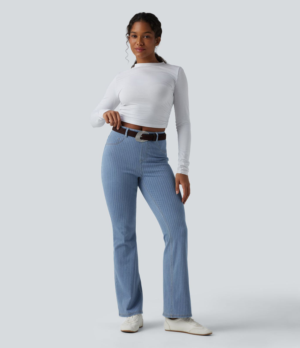 Jean Halara Flex™ mi-taille évasé à rayures décontracté avec poches