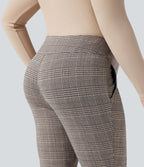 Pantalon tailleur skinny Halara Flex™ grande taille taille haute pied-de-poule à carreaux avec poches