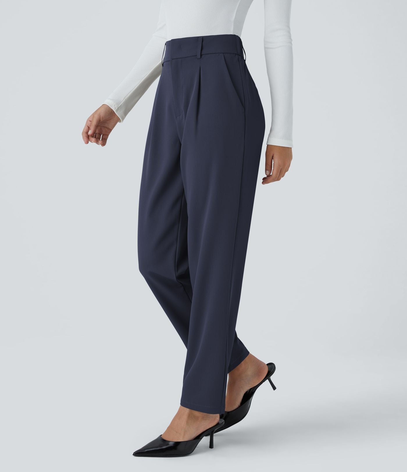 Pantalon tailleur Halara Flex™ fuselé uni, taille haute, avec poches