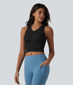 Débardeur crop de yoga OneForm Seamless Flow col V froncé
