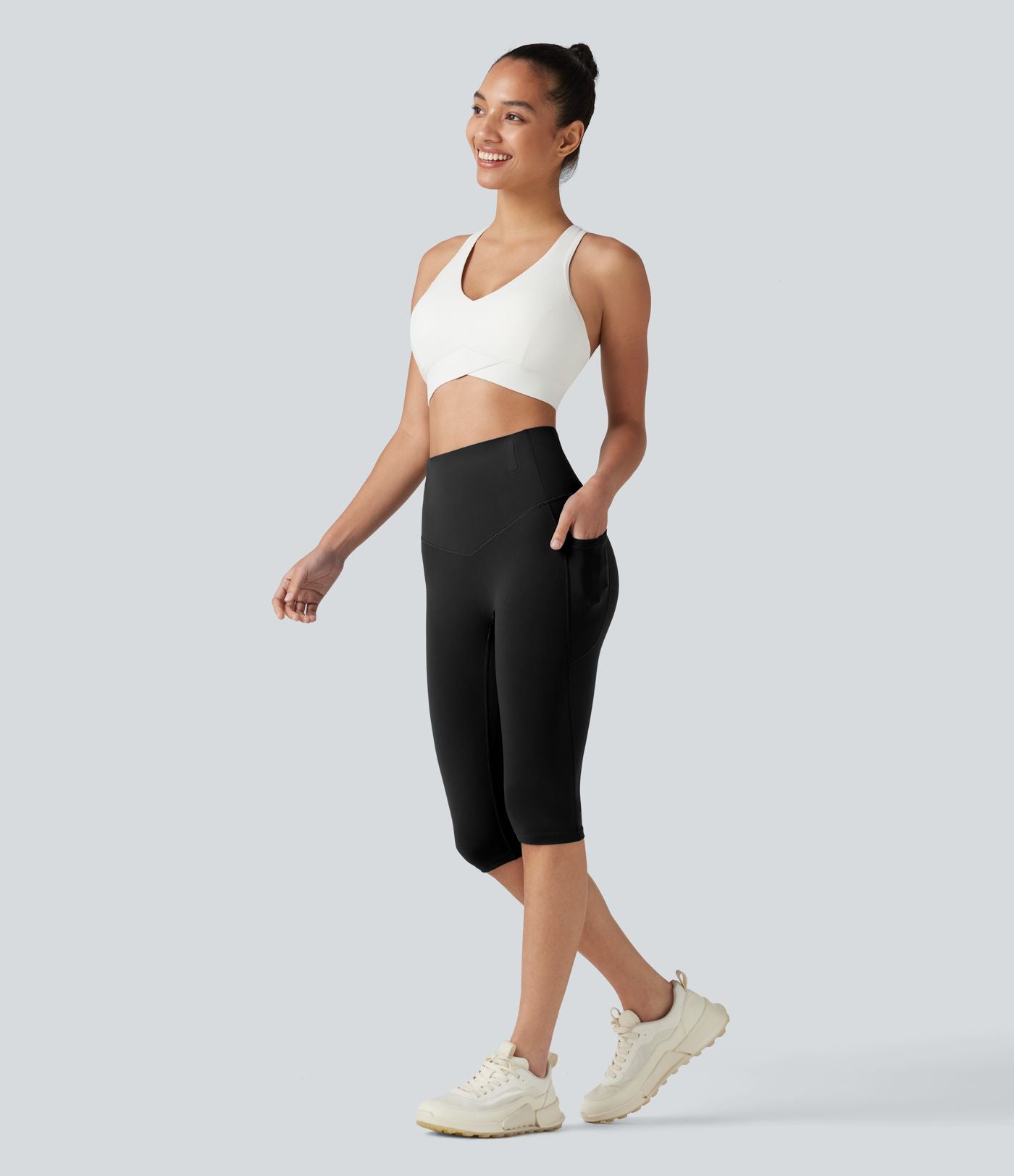 Legging corsaire de sport gainant Halara UltraSculpt™ taille haute, anti-roulis et gainant, avec poches