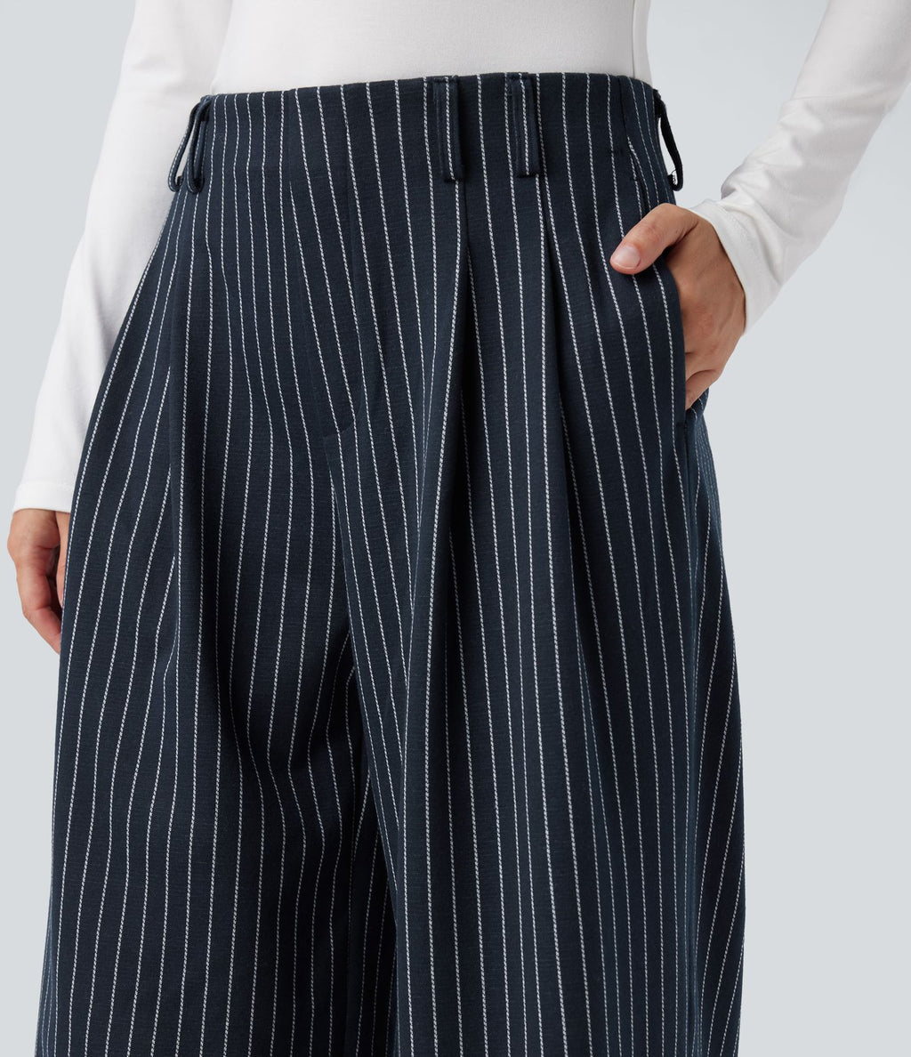 Pantalon de travail Halara Flex™ ample à rayures, taille haute, avec poches