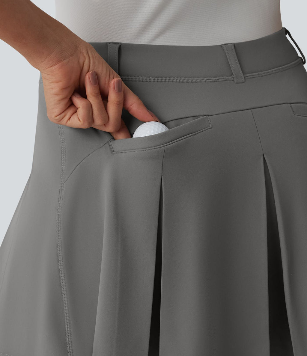 Jupe mini de golf plissée 2-en-1 DayStretch asymétrique taille mi-haute avec poches